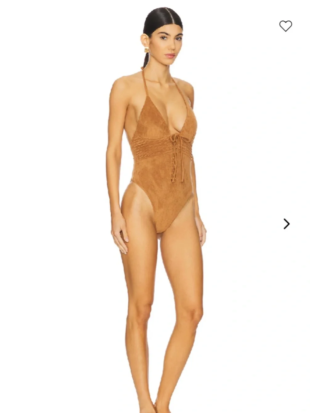 Frankies bikinis bella hadid barrel suede one piece swimsuit tan Xs